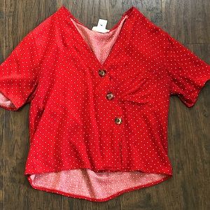 Red polka dot shirt
